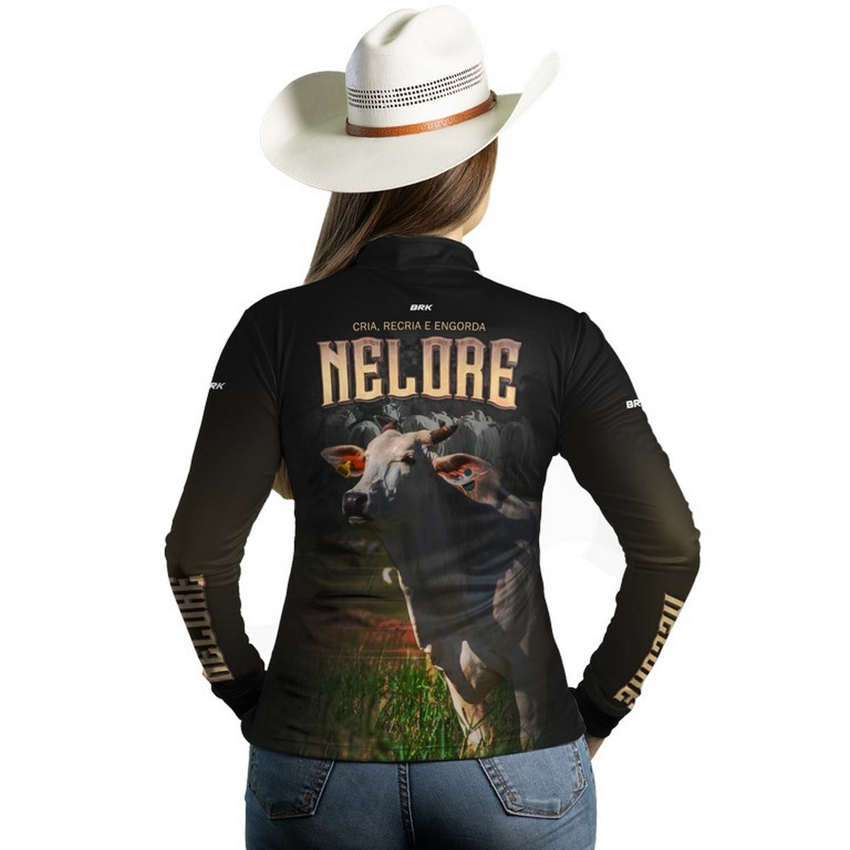 Camisa Feminina BRK Agro Raça Nelore com Proteção Solar UV  50+ - Brk Agro