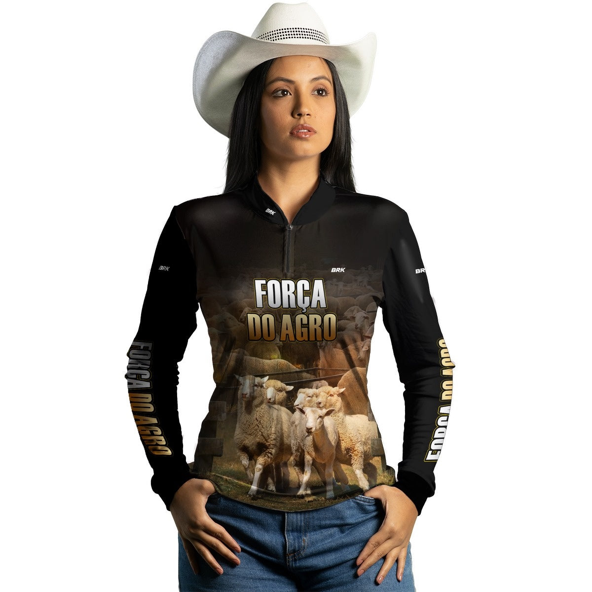 Camisa Feminina Agro Brk A Força do Agro Produtor de Ovinos com UV50+