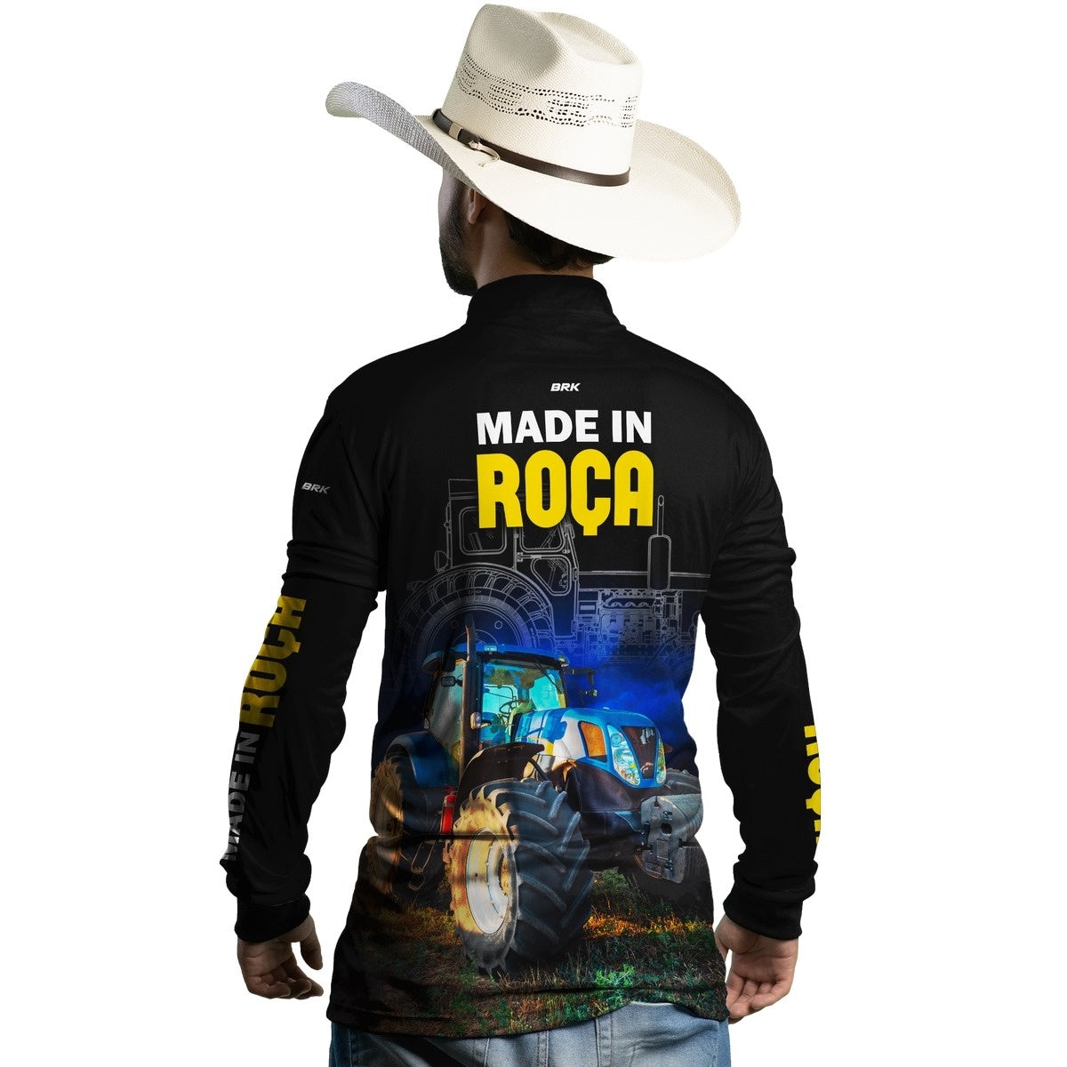 Camisa Agro Brk Made in Roça Trator Azul com Proteção Solar UV50+ - Brk Agro