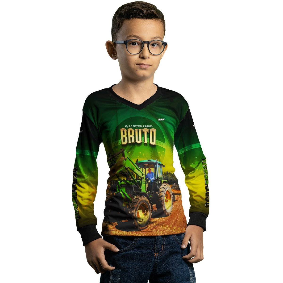 Camisa Agro Brk Trator Aqui o Sistema é Bruto com Proteção UV50+ - Brk Agro