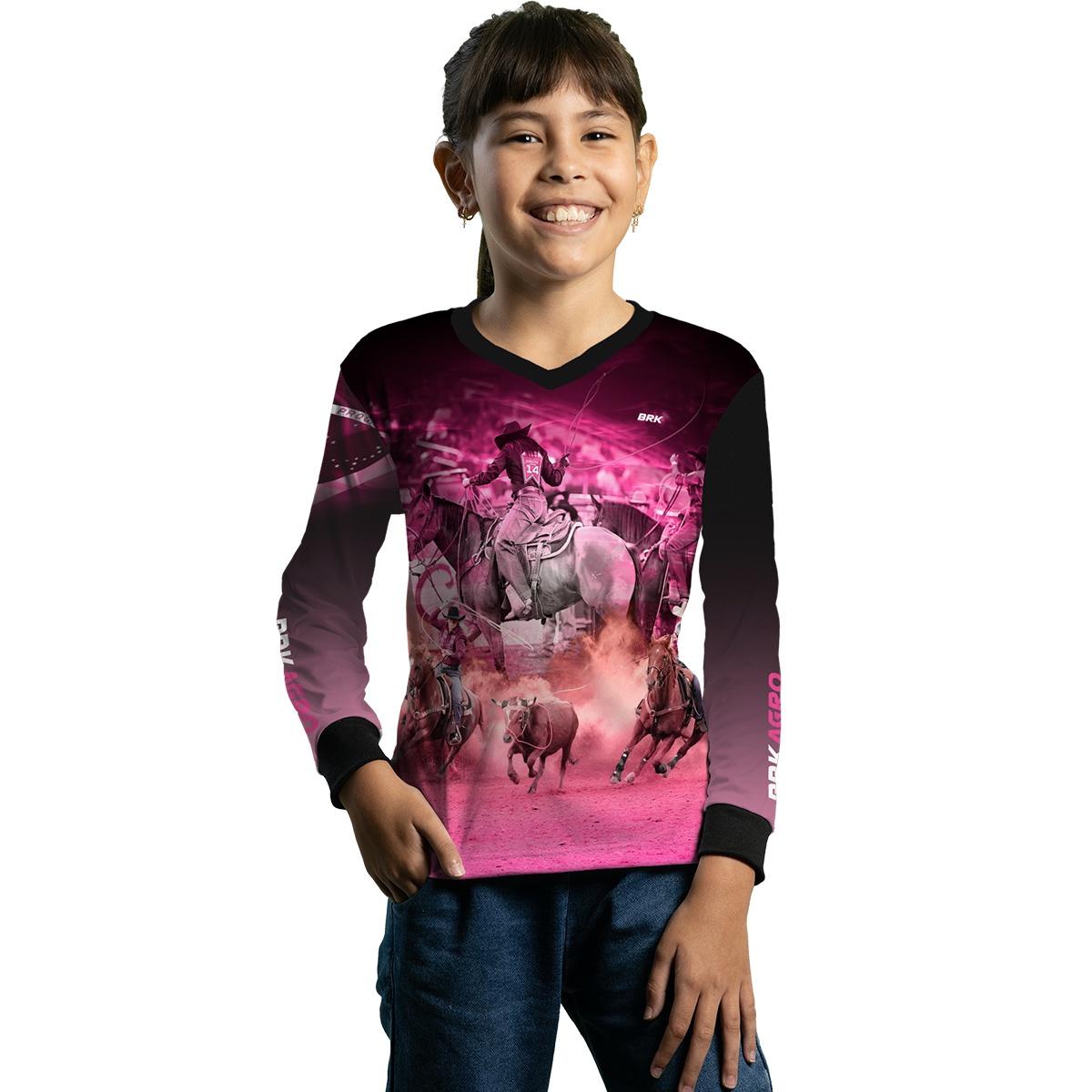 Camisa Agro Brk Feminina Team Roping Rosa UV50+ - BRK AGRO