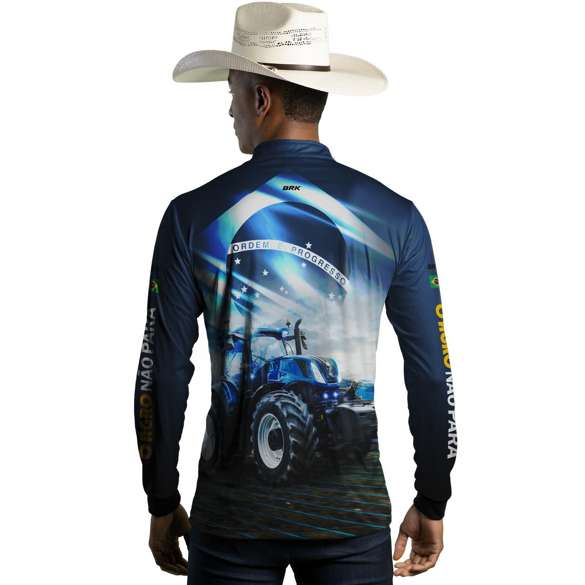 Camisa Agro Brk O Agro não Para Azul 02 com Proteção Solar UV50+ - BRK AGRO
