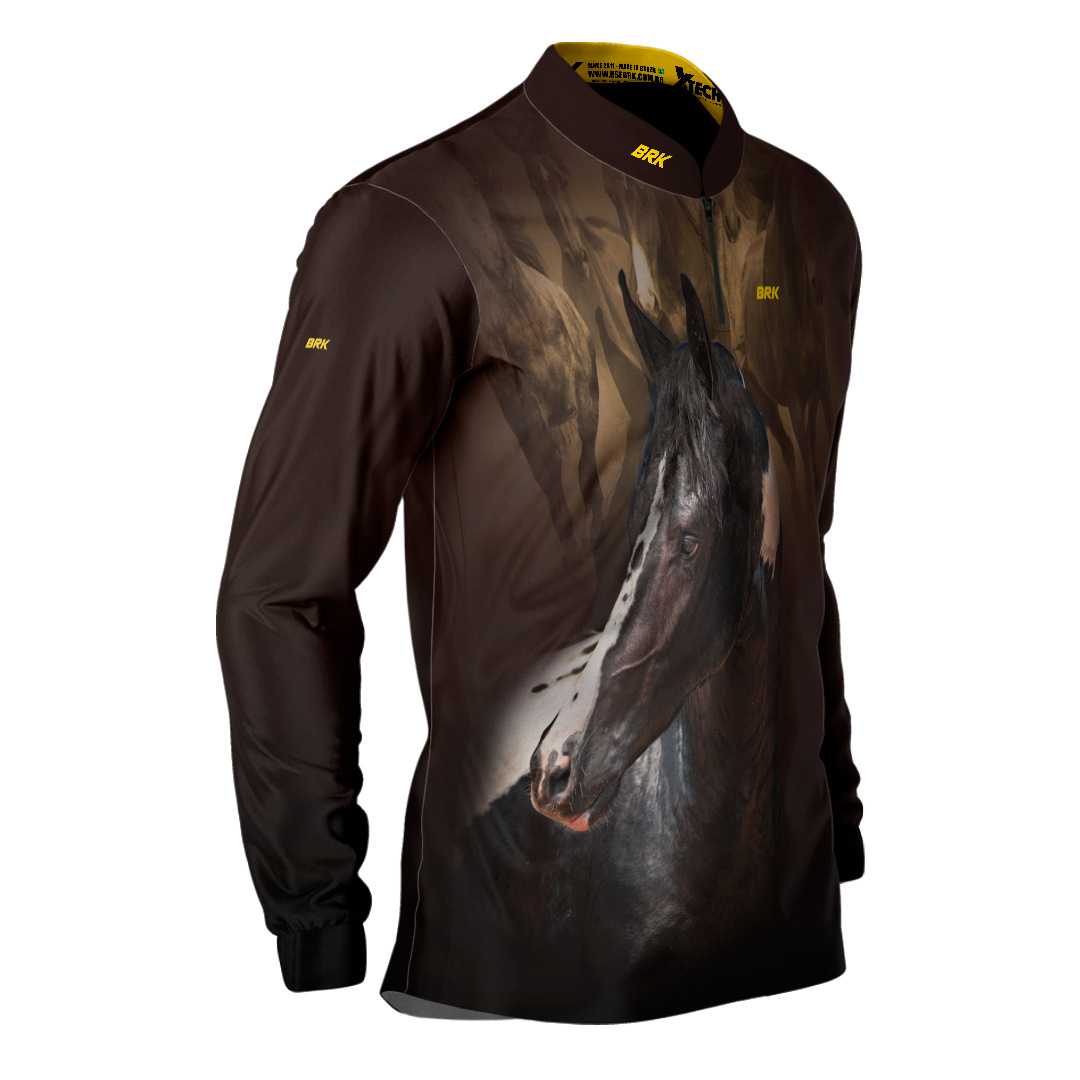 Camisa Agro Brk Marrom e Preto Mangalarga com UV50+ - BRK AGRO