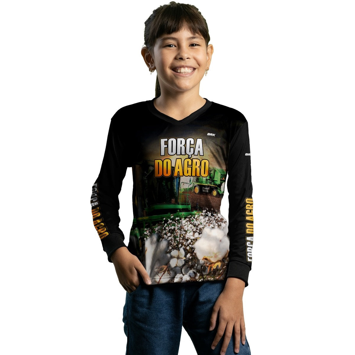 Camisa Agro Brk Algodão Preta com Proteção Solar UV50+ - Brk Agro