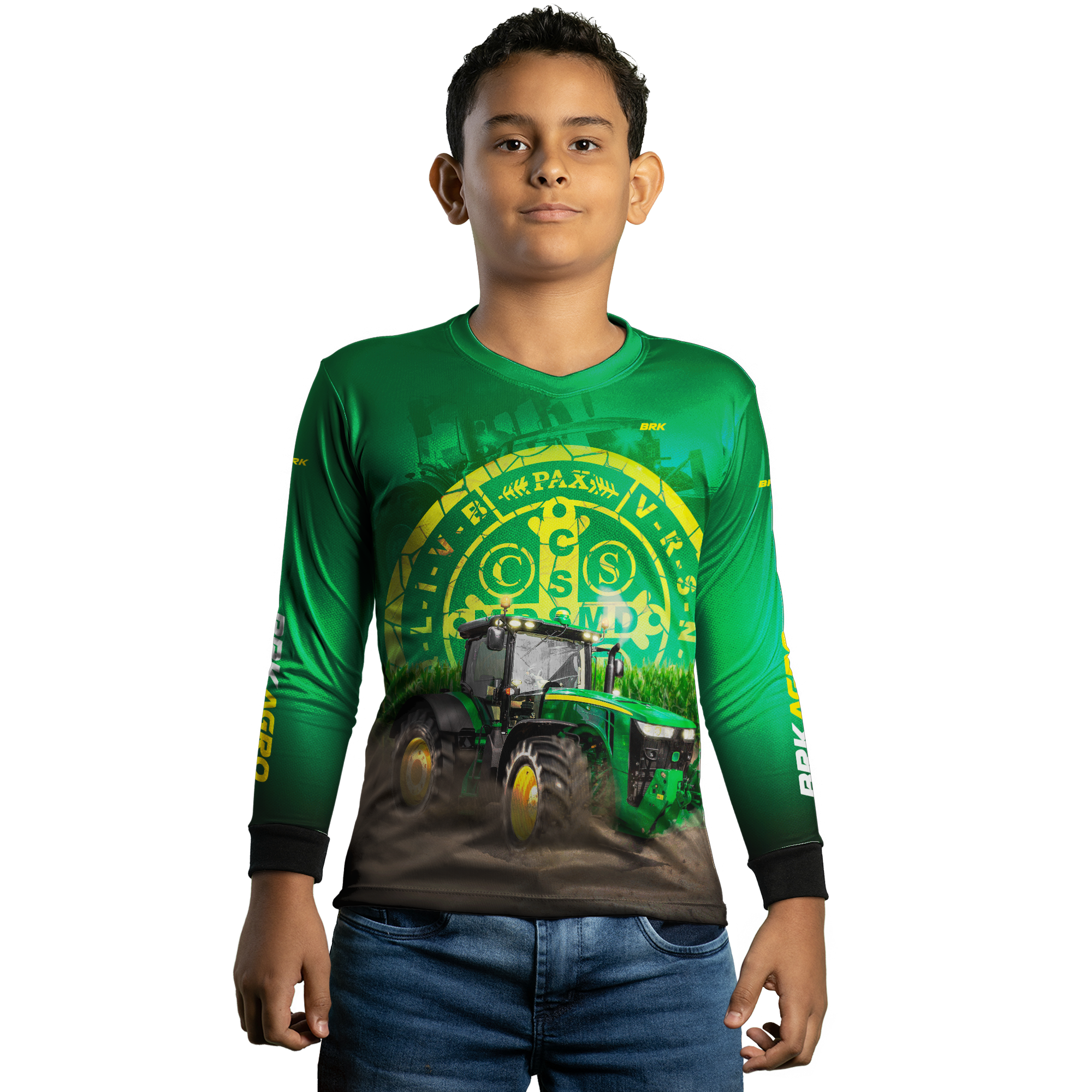 Camisa Agro Brk Trator São Bento Verde com Proteção Solar UV50+ - BRK AGRO