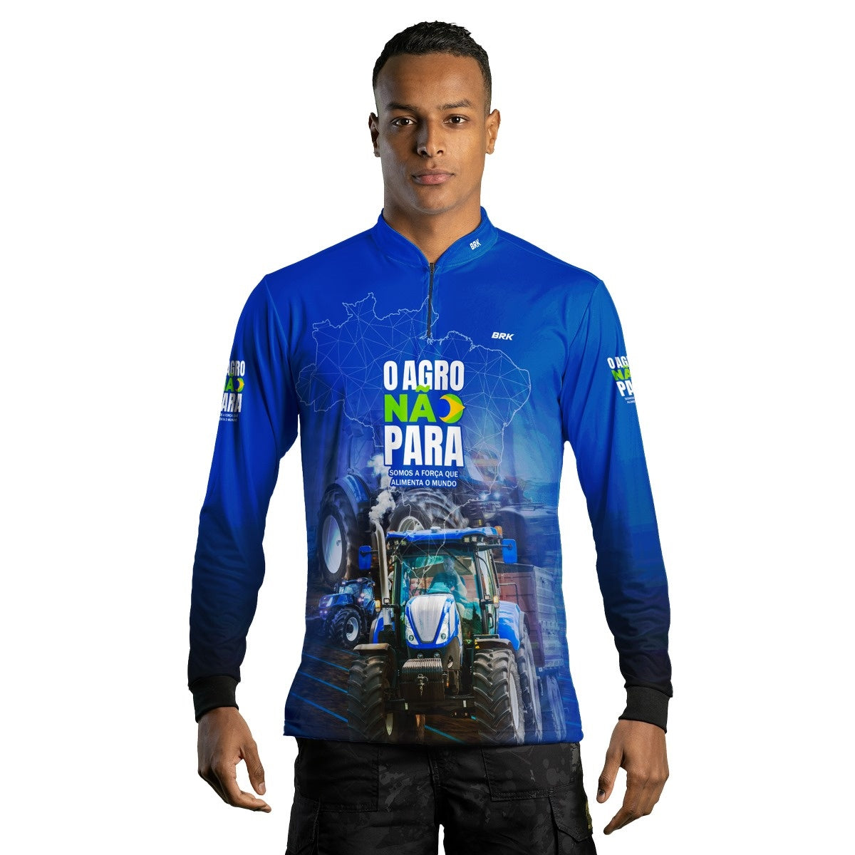 Camisa Agro Brk O Agro Não Para Trator Azul Claro com UV50+ - BRK AGRO
