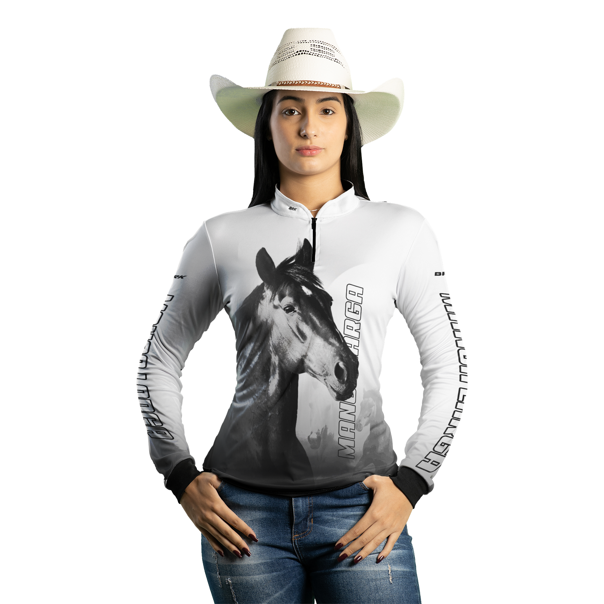 Camisa Agro Brk Cavalo Mangalarga Branca com UV50+ - BRK AGRO