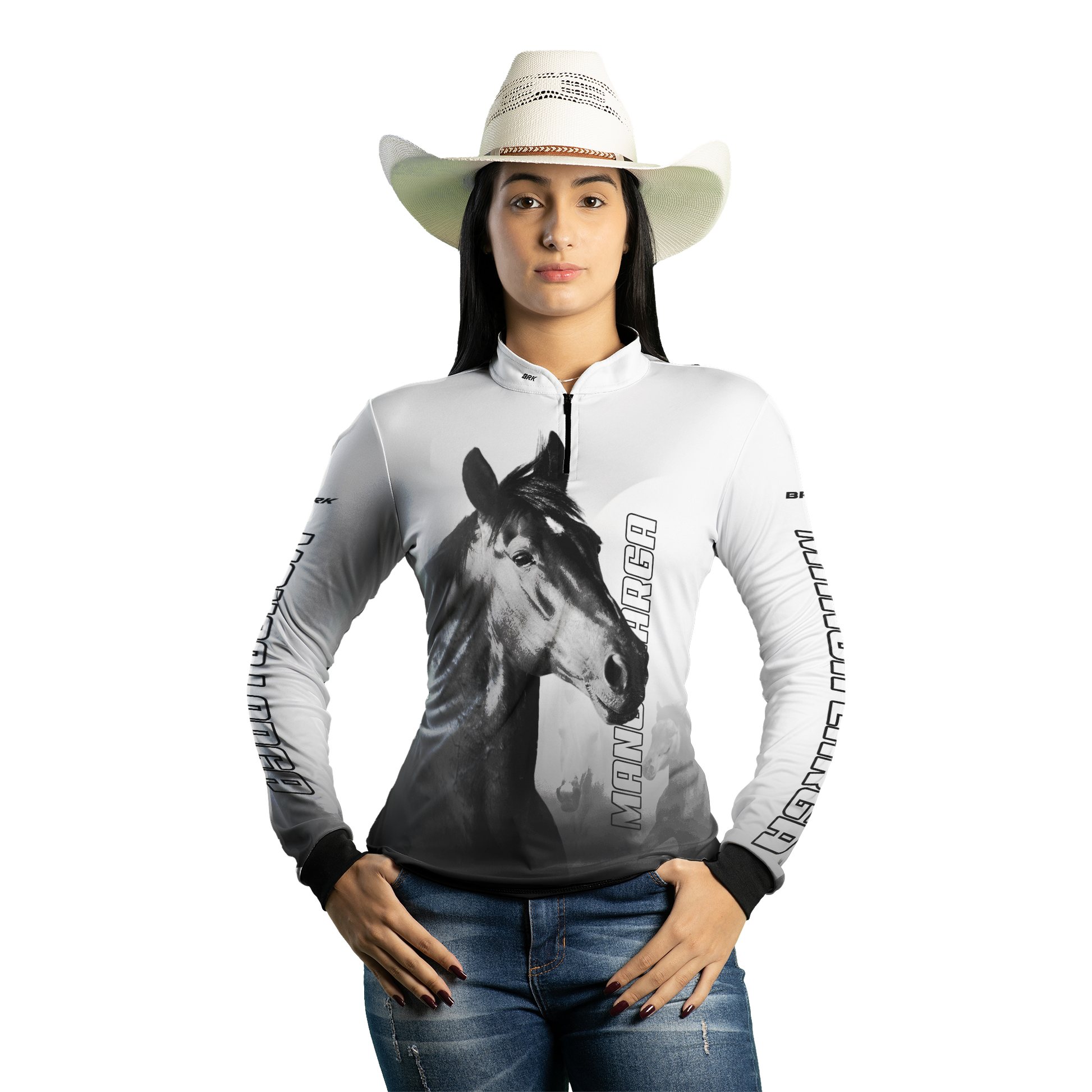 Camisa Agro Brk Cavalo Mangalarga Branca com UV50+ - BRK AGRO