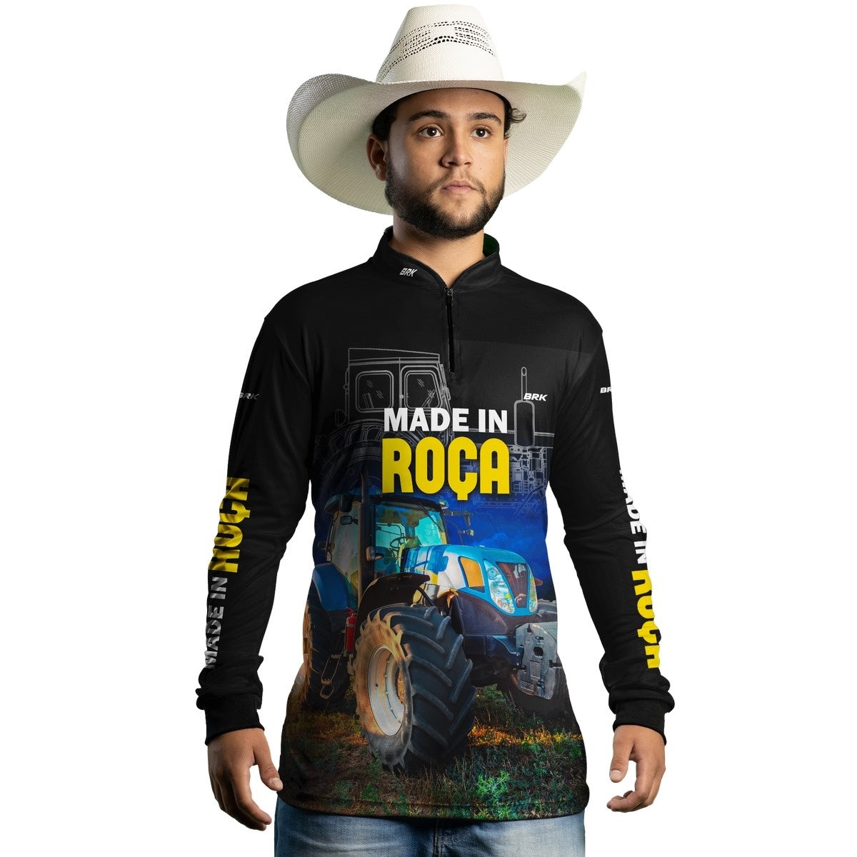 Camisa Agro Brk Made in Roça Trator Azul com Proteção Solar UV50+ - Brk Agro