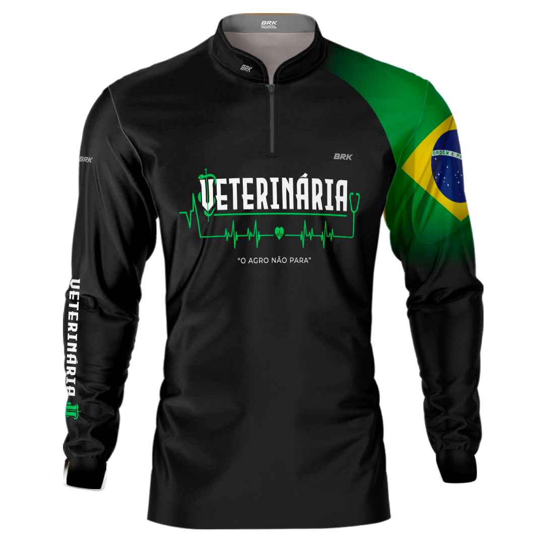 Camisa Agro Brk Veterinária Preta com UV50+ - Brk Agro