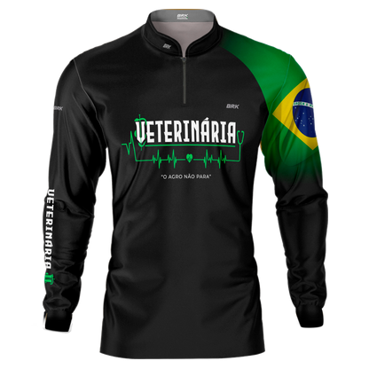 Camisa Agro Brk Veterinária Preta com UV50+ - Brk Agro