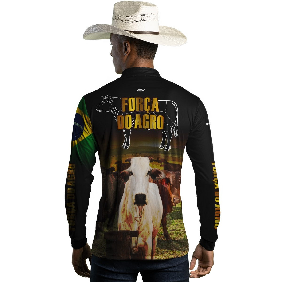 Camisa Agro Brk Força do Agro Carne Bovina com Proteção Solar UV50+ - BRK AGRO