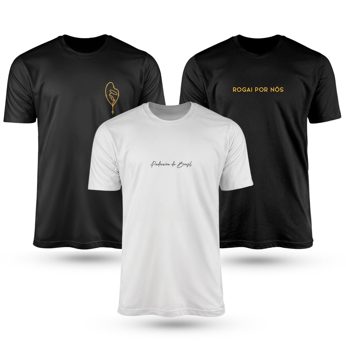 Kit Com 3 Camisetas De Algodão Coleção Nossa Senhora Aparecida - Brk Agro