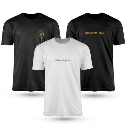 Kit Com 3 Camisetas De Algodão Coleção Nossa Senhora Aparecida - Brk Agro