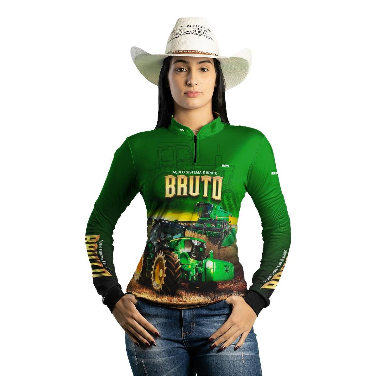 Camisa Agro Brk Verde Sistema é Bruto com Proteção Solar UV50+ - Brk Agro