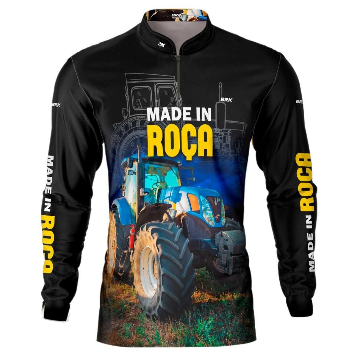 Camisa Agro Brk Made in Roça Trator Azul com Proteção Solar UV50+ - Brk Agro