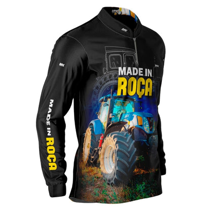 Camisa Agro Brk Made in Roça Trator Azul com Proteção Solar UV50+ - Brk Agro