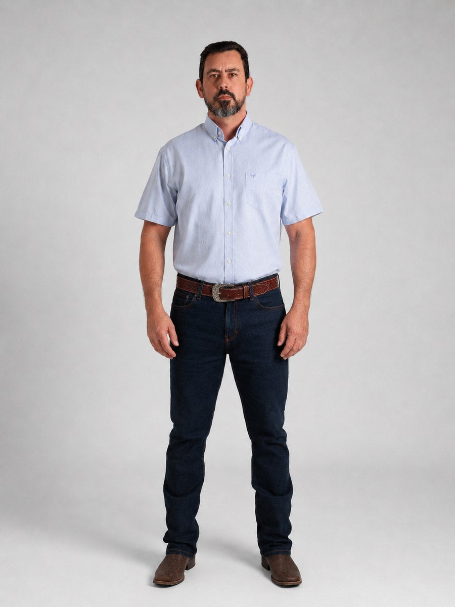 Camisa Xadrez Classic Azul Lavanda - Manga Curta - Brk Agro