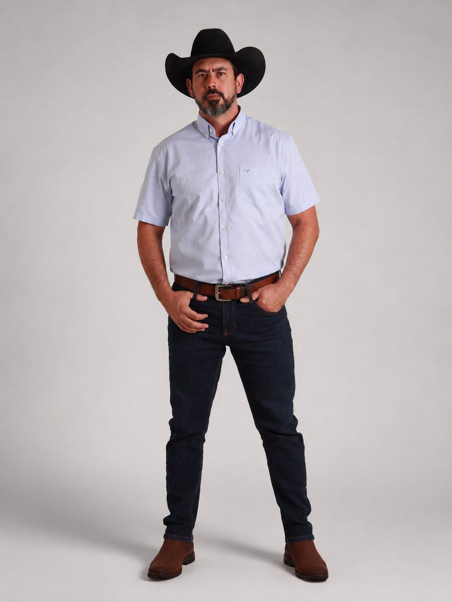 Camisa Xadrez Classic Azul Lavanda - Manga Curta - Brk Agro