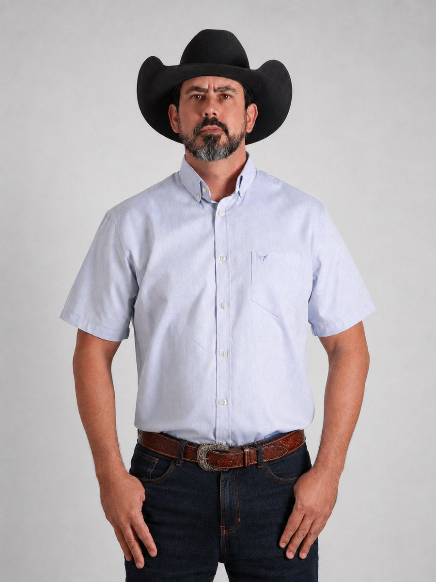 Camisa Xadrez Classic Azul Lavanda - Manga Curta - Brk Agro