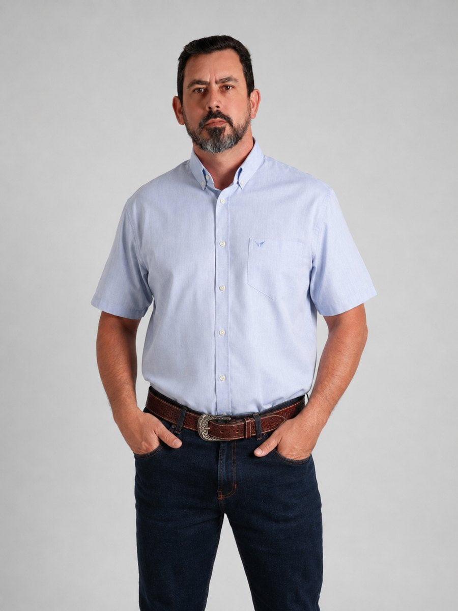 Camisa Xadrez Classic Azul Lavanda - Manga Curta - Brk Agro
