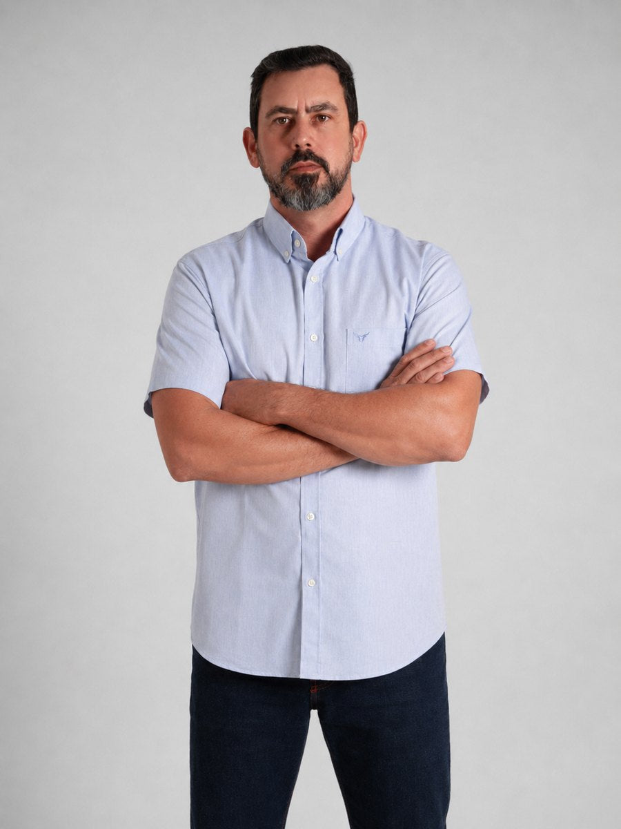 Camisa Xadrez Classic Azul Lavanda - Manga Curta - Brk Agro
