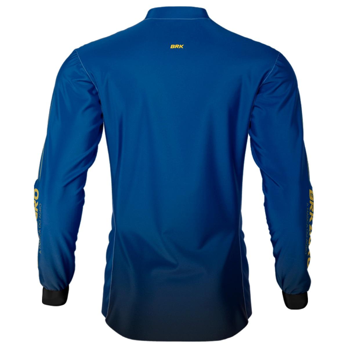 Camisa Agro Brk Básica Azul e Amarelo com Proteção UV50+ - Brk Agro