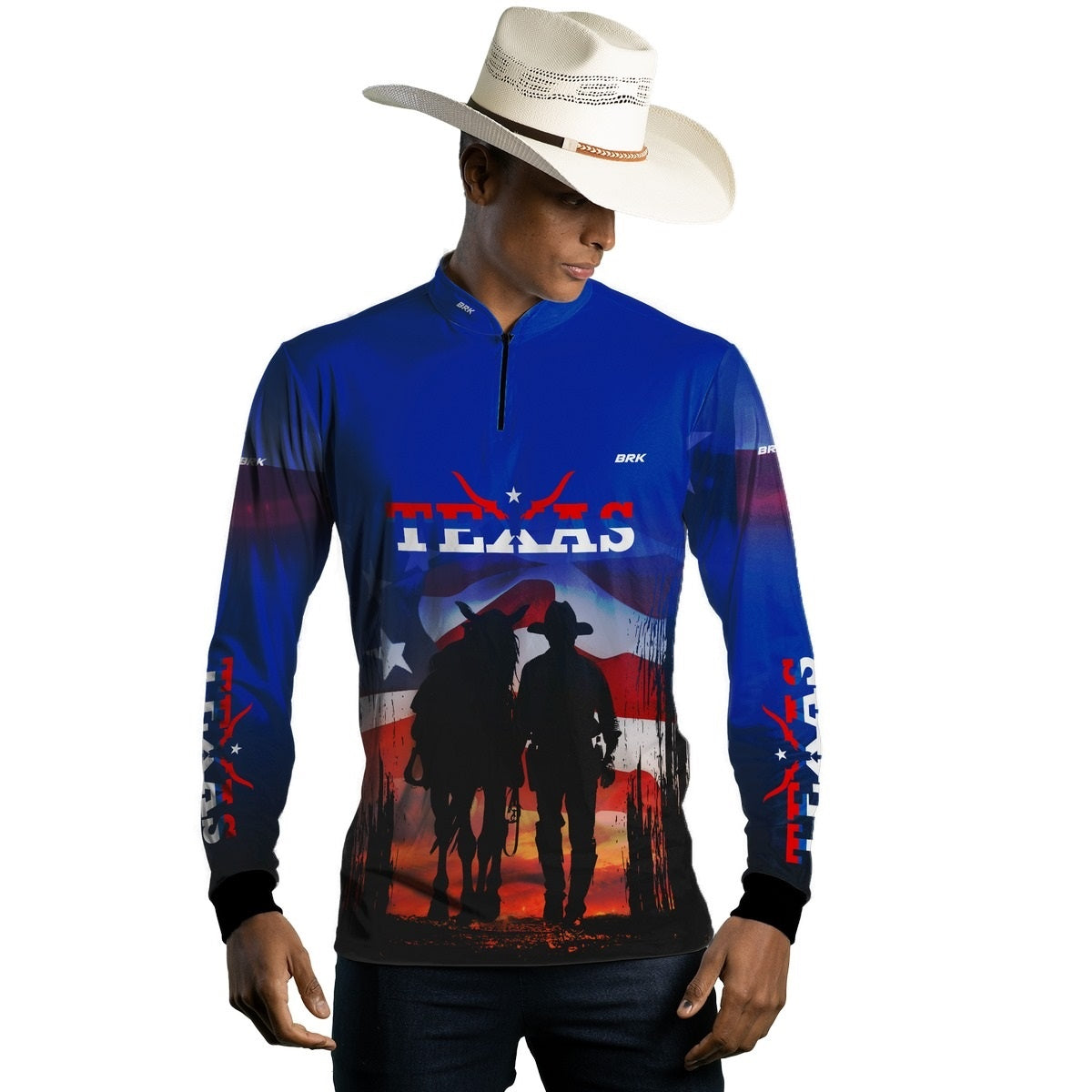 Camisa Agro Brk Azul Texano com Proteção Solar UV50+ - BRK AGRO