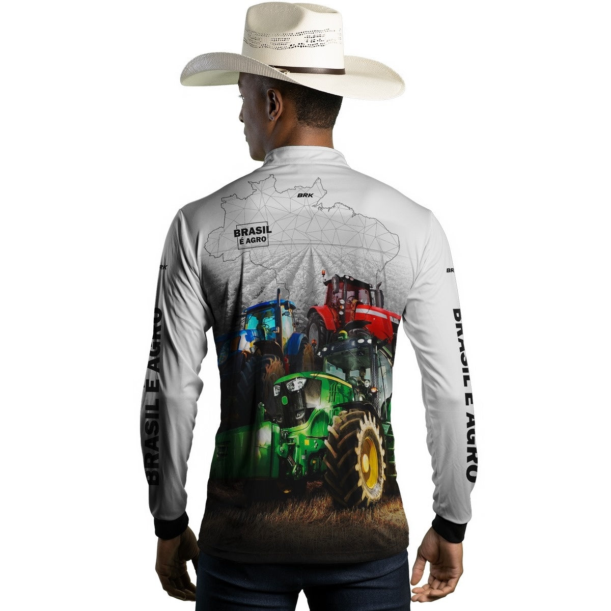 Camisa Agro Brk Brasil é Agro Branca com Proteção Solar UV50+ - Brk Agro