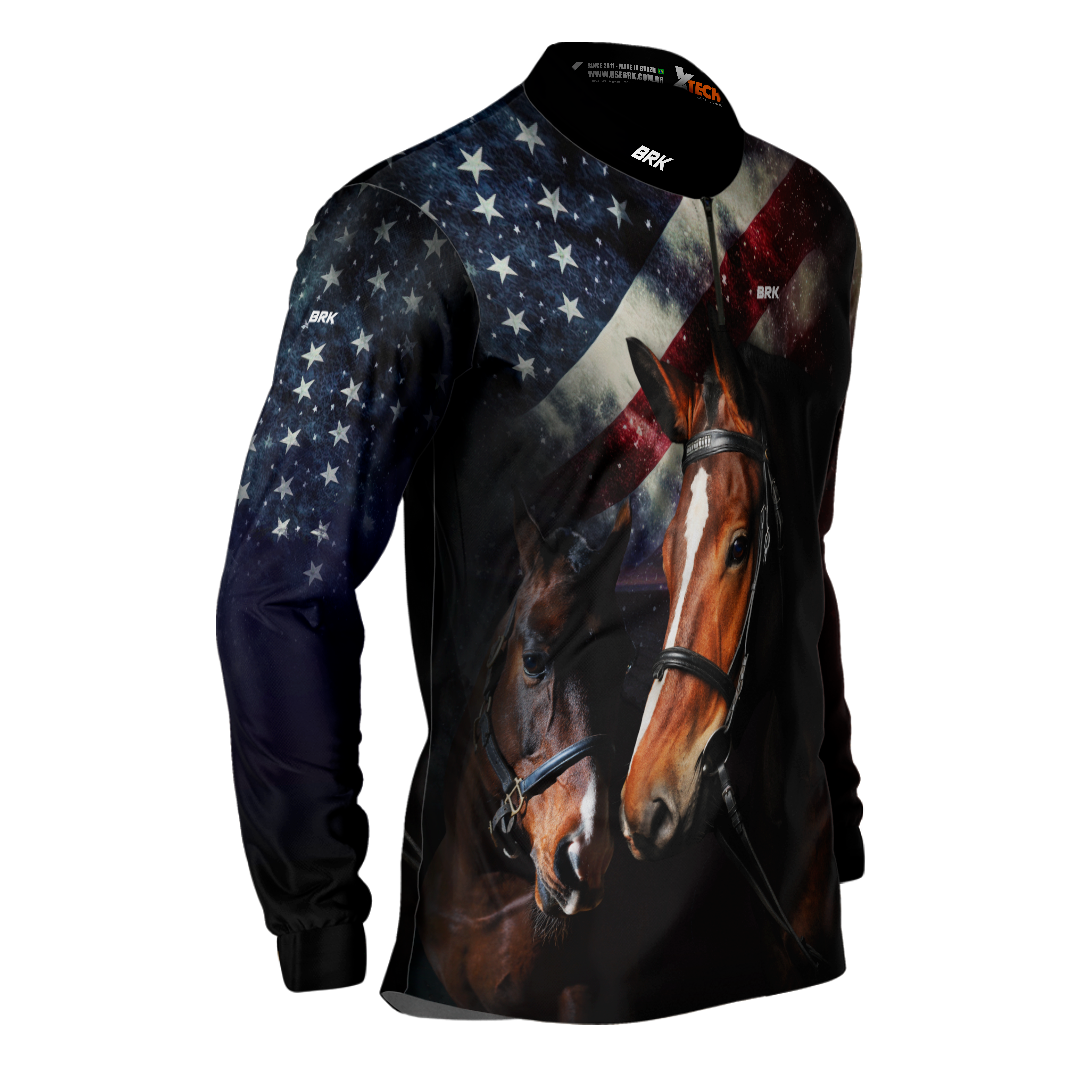 Camisa Agro Brk Quarto de Milha e Bandeira dos Estados Unidos com Proteção Solar UV50+ - Brk Agro