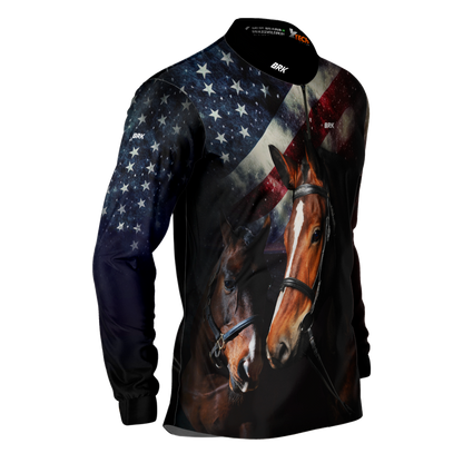 Camisa Agro Brk Quarto de Milha e Bandeira dos Estados Unidos com Proteção Solar UV50+ - Brk Agro