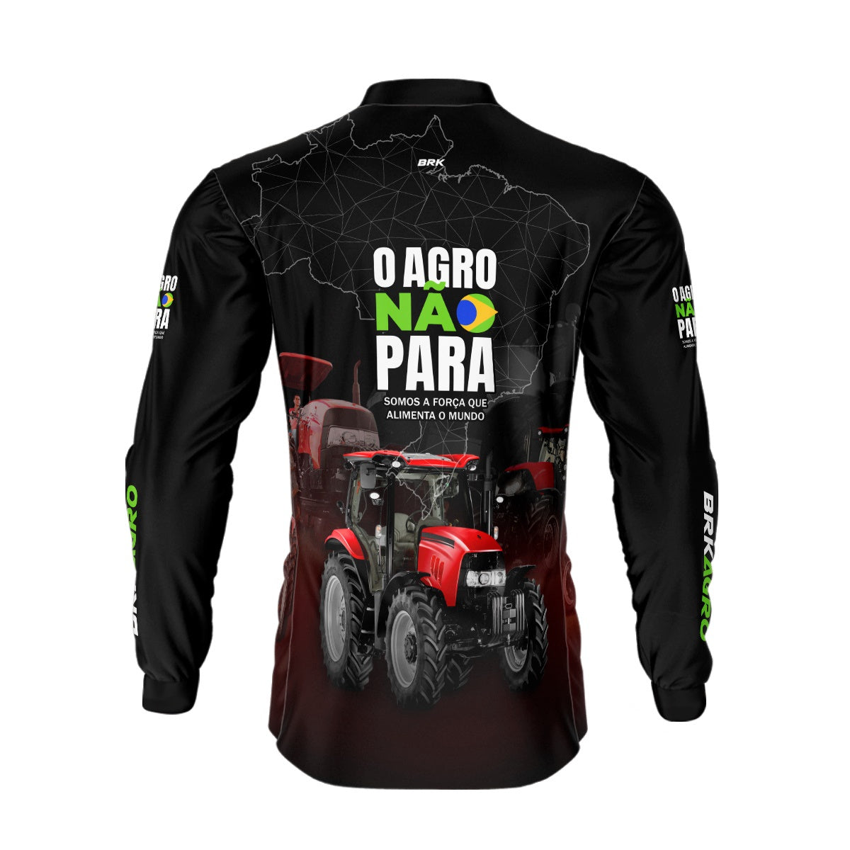 Camisa Agro Brk O Agro Não Para Preta e Vermelho com UV50+ - BRK AGRO