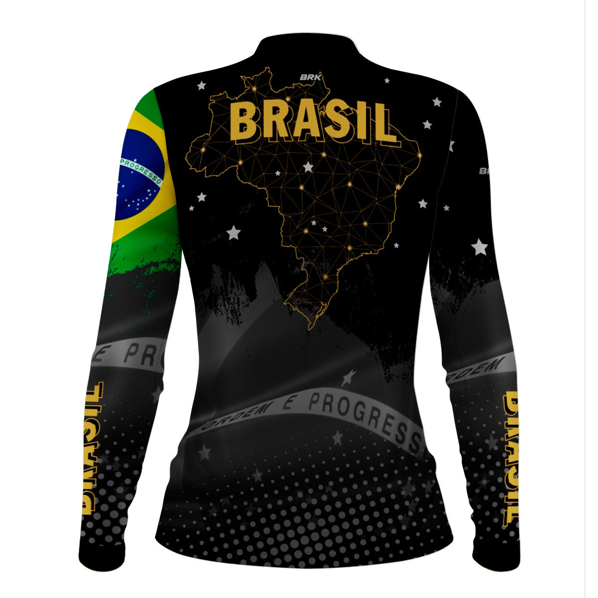 Camisa Feminina Brasil Preta com Proteção Solar UV50+ - Brk Agro