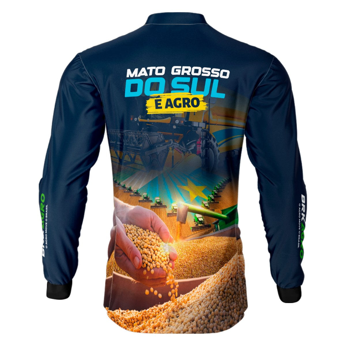 Camisa Agro Brk Mato Grosso do Sul é Agro Soja Azul Com Proteção Solar UV50+ Envio Imediato - Brk Agro