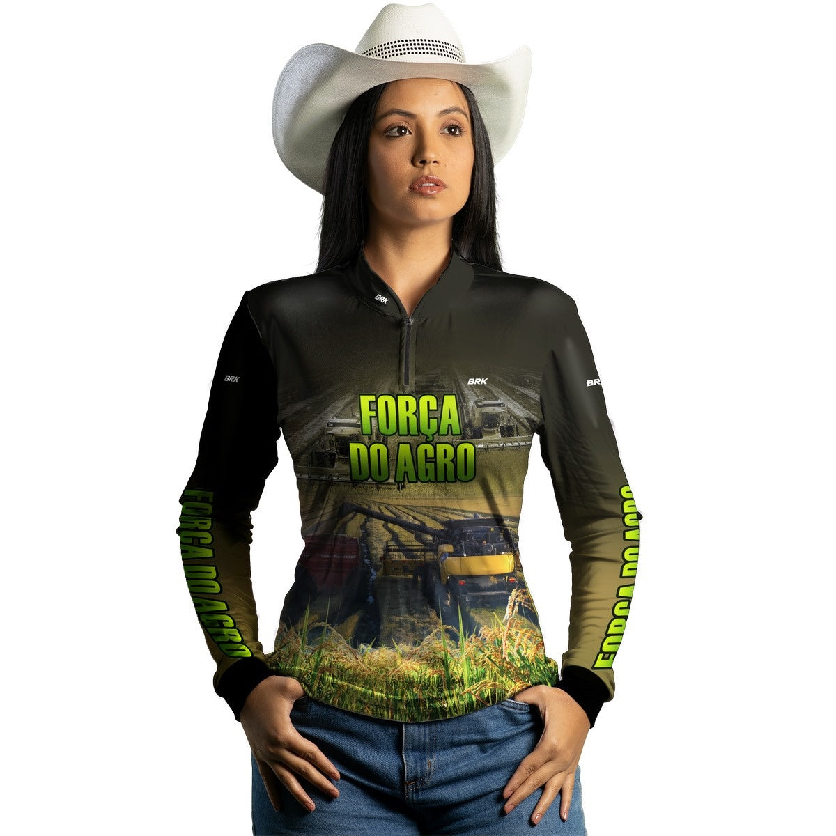 Camisa Agro Brk A Força do Agro Produtor de Arroz com Proteção Solar UV50+ - Brk Agro