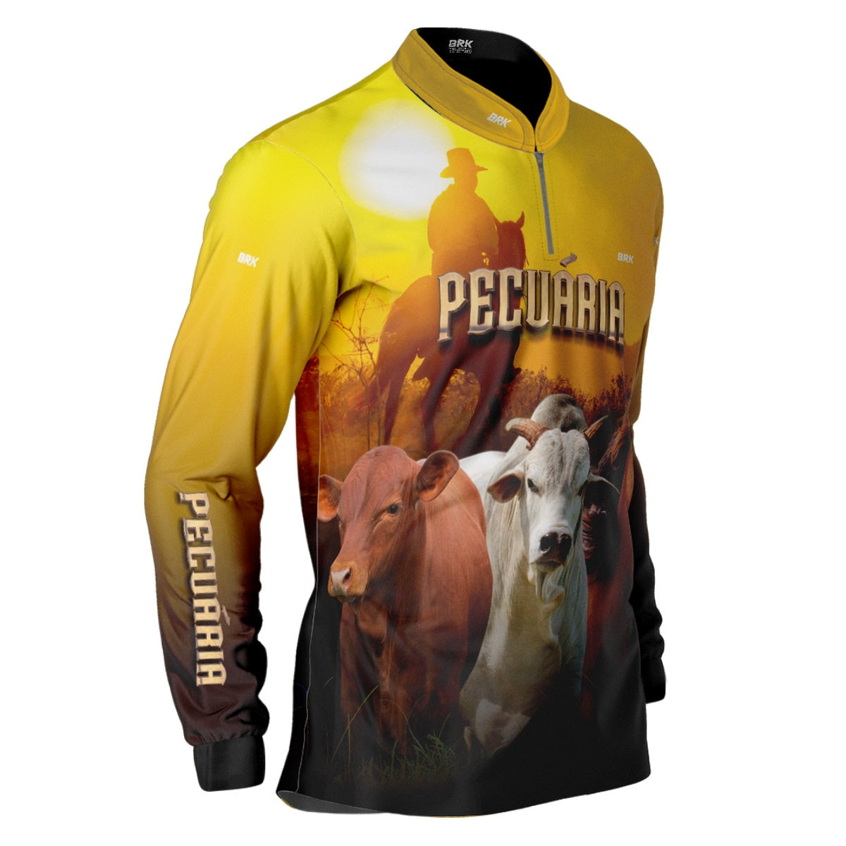 Camisa Agro Brk Pecuária Amarela com Proteção Solar UV50+ - BRK AGRO