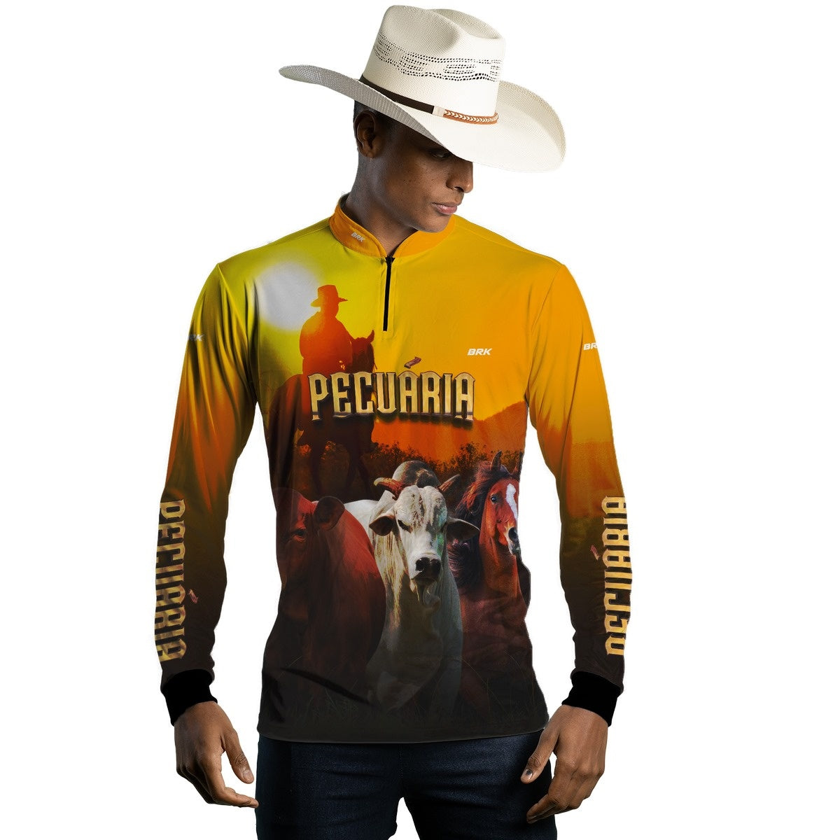 Camisa Agro Brk Pecuária Amarela com Proteção Solar UV50+ - BRK AGRO