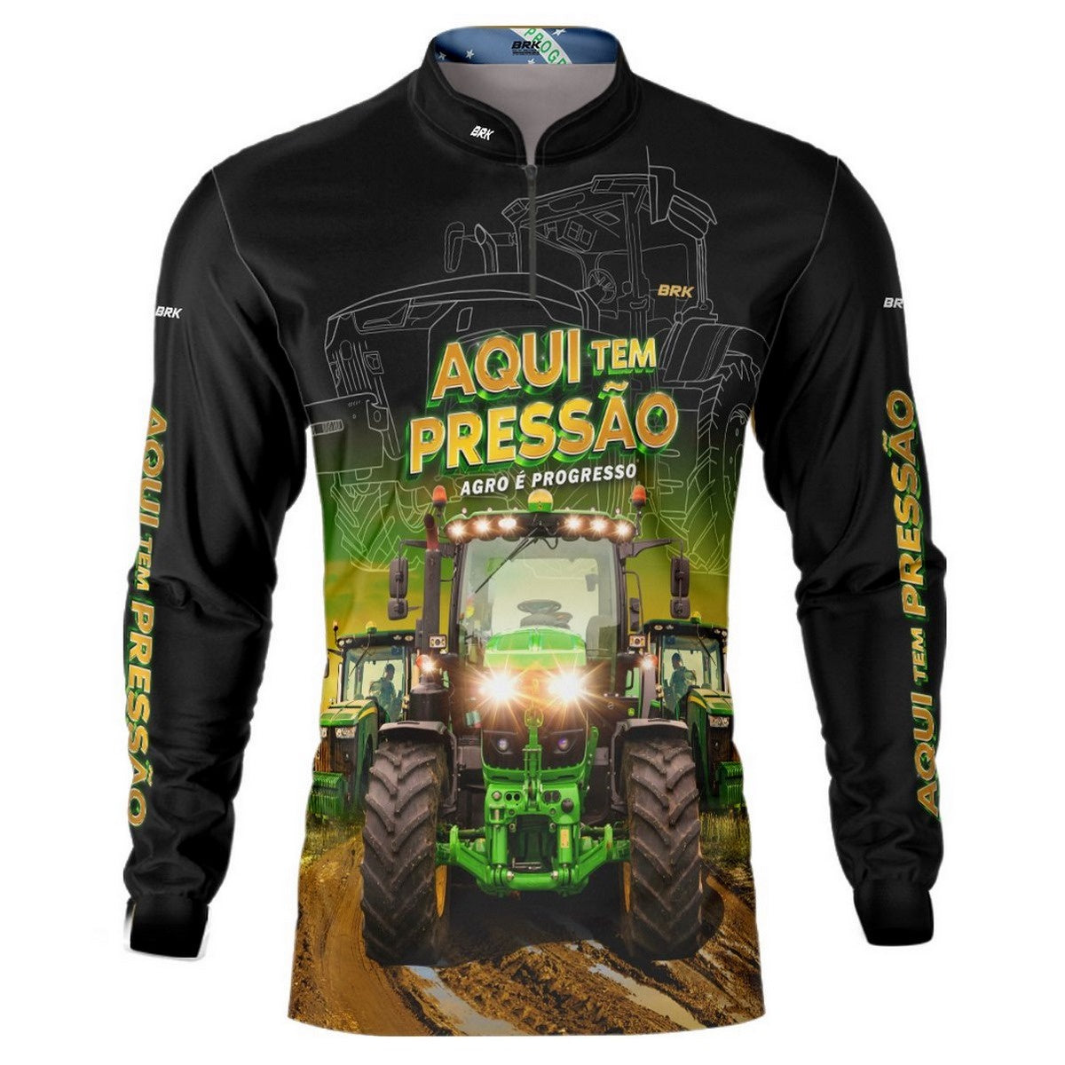 Camisa Agro Brk Aqui Tem Pressão com Proteção Solar UV50+ - Brk Agro