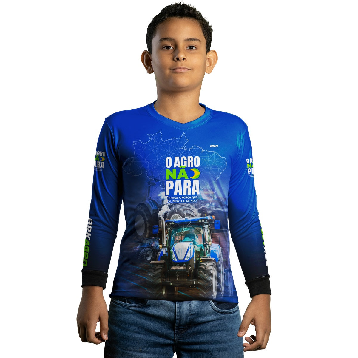 Camisa Agro Brk O Agro Não Para Trator Azul Claro com UV50+ - BRK AGRO