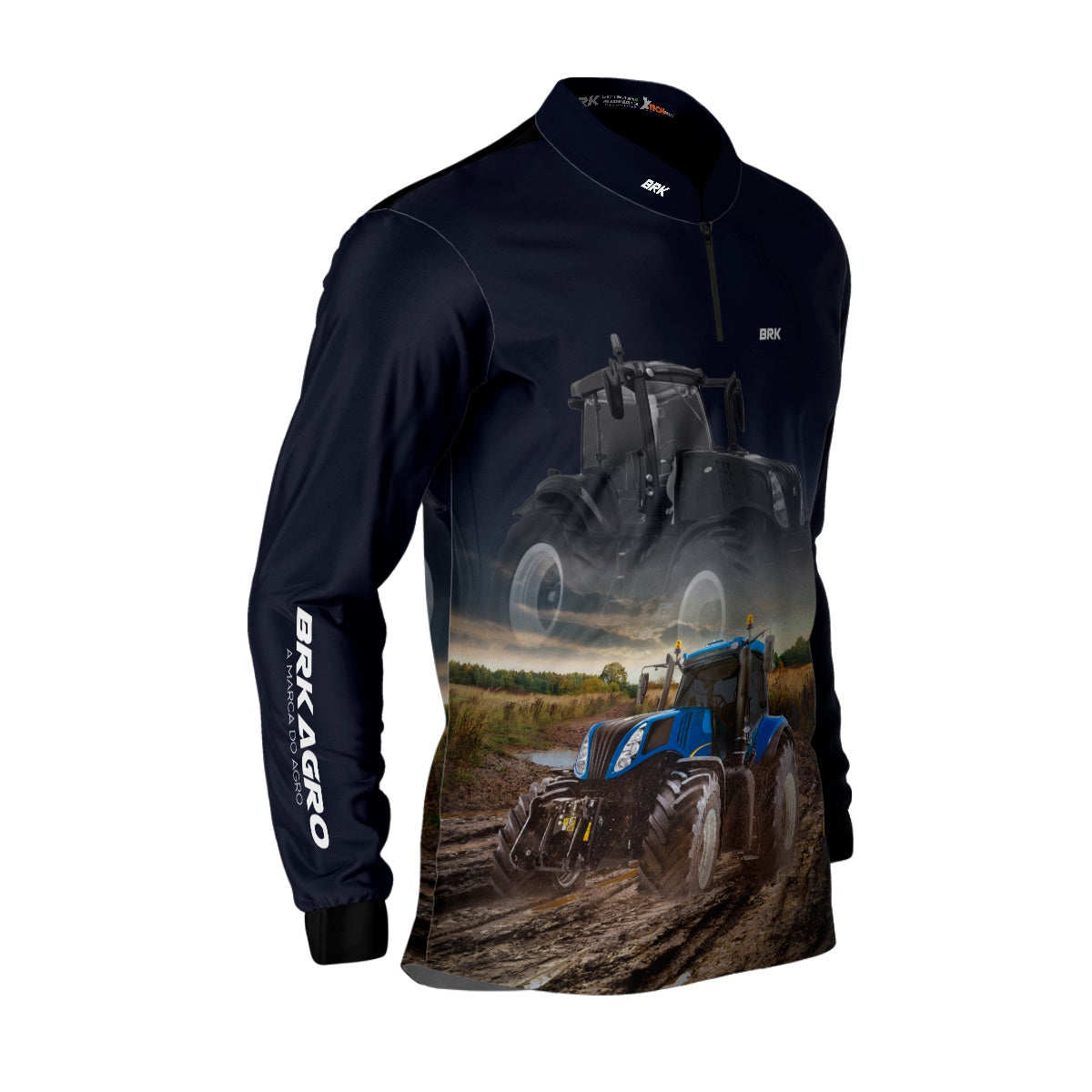 Camisa Agro Brk Azul Marinho Trator T8 com Proteção Solar UV50+ - Brk Agro