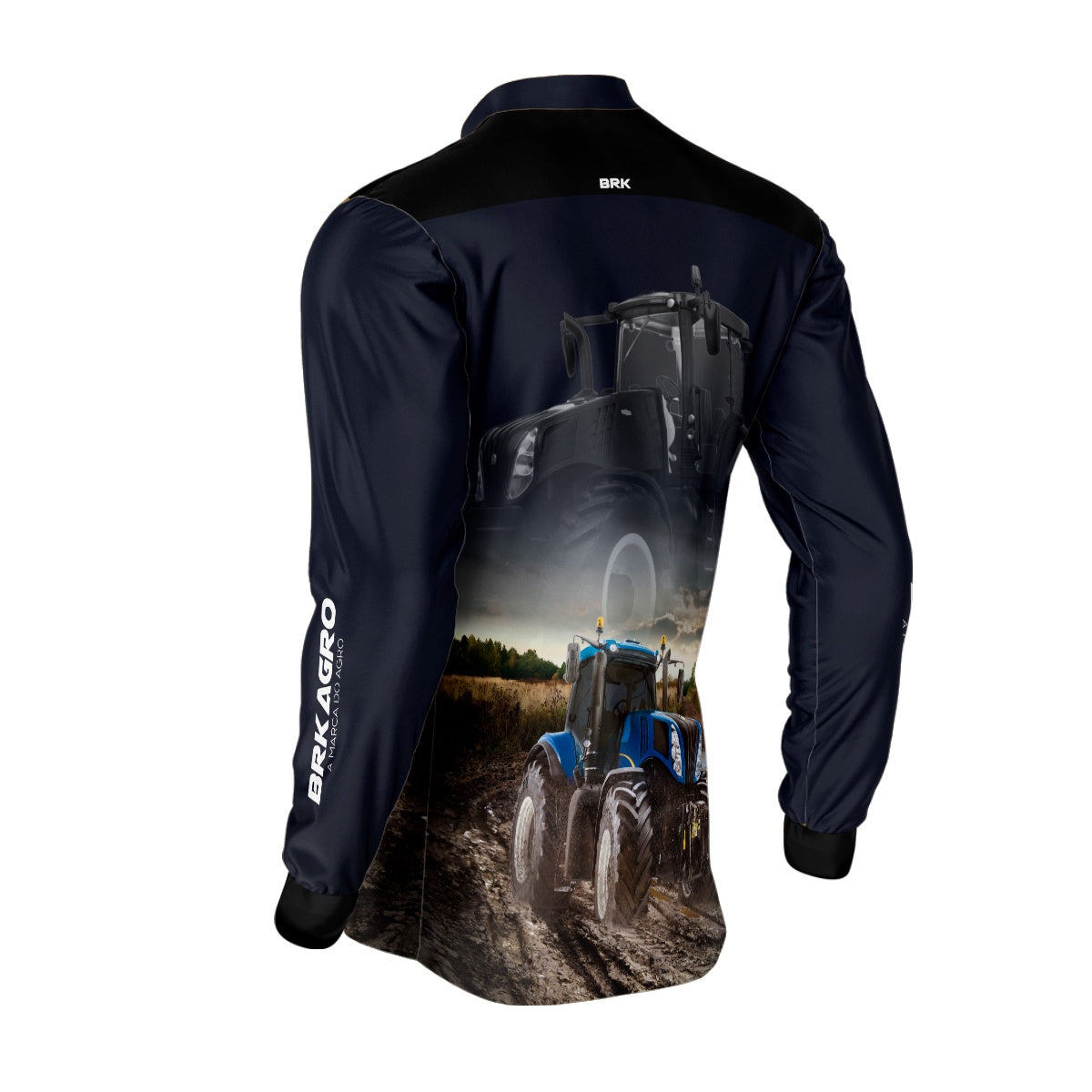 Camisa Agro Brk Azul Marinho Trator T8 com Proteção Solar UV50+ - Brk Agro
