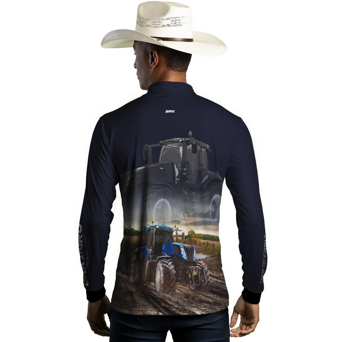 Camisa Agro Brk Azul Marinho Trator T8 com Proteção Solar UV50+ - Brk Agro