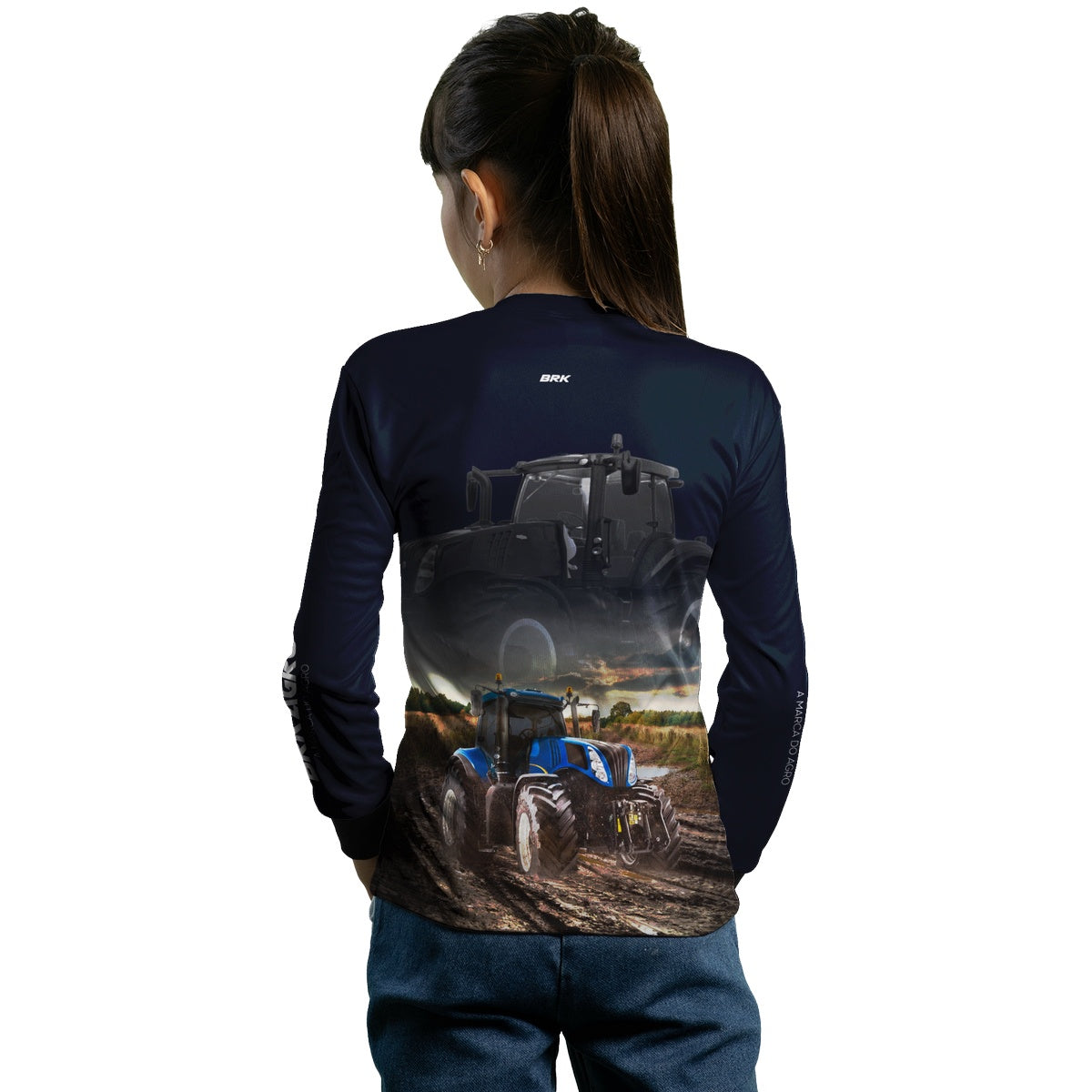 Camisa Agro Brk Azul Marinho Trator T8 com Proteção Solar UV50+ - Brk Agro