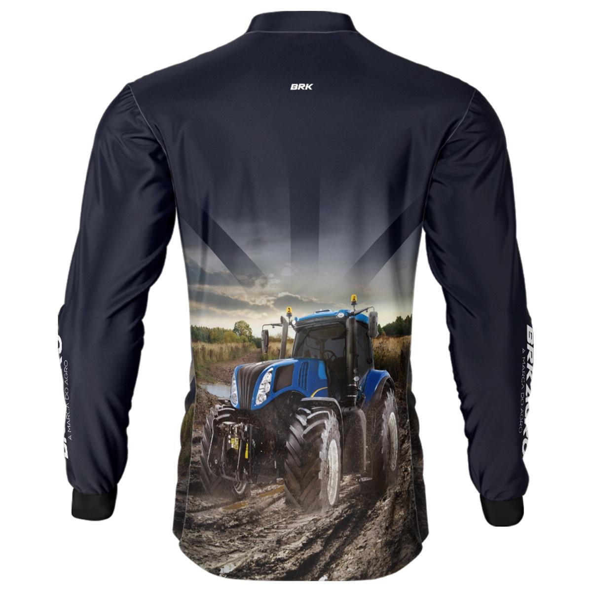 Camisa Agro Brk Azul Marinho Trator T8 com Proteção Solar UV50+ - Brk Agro