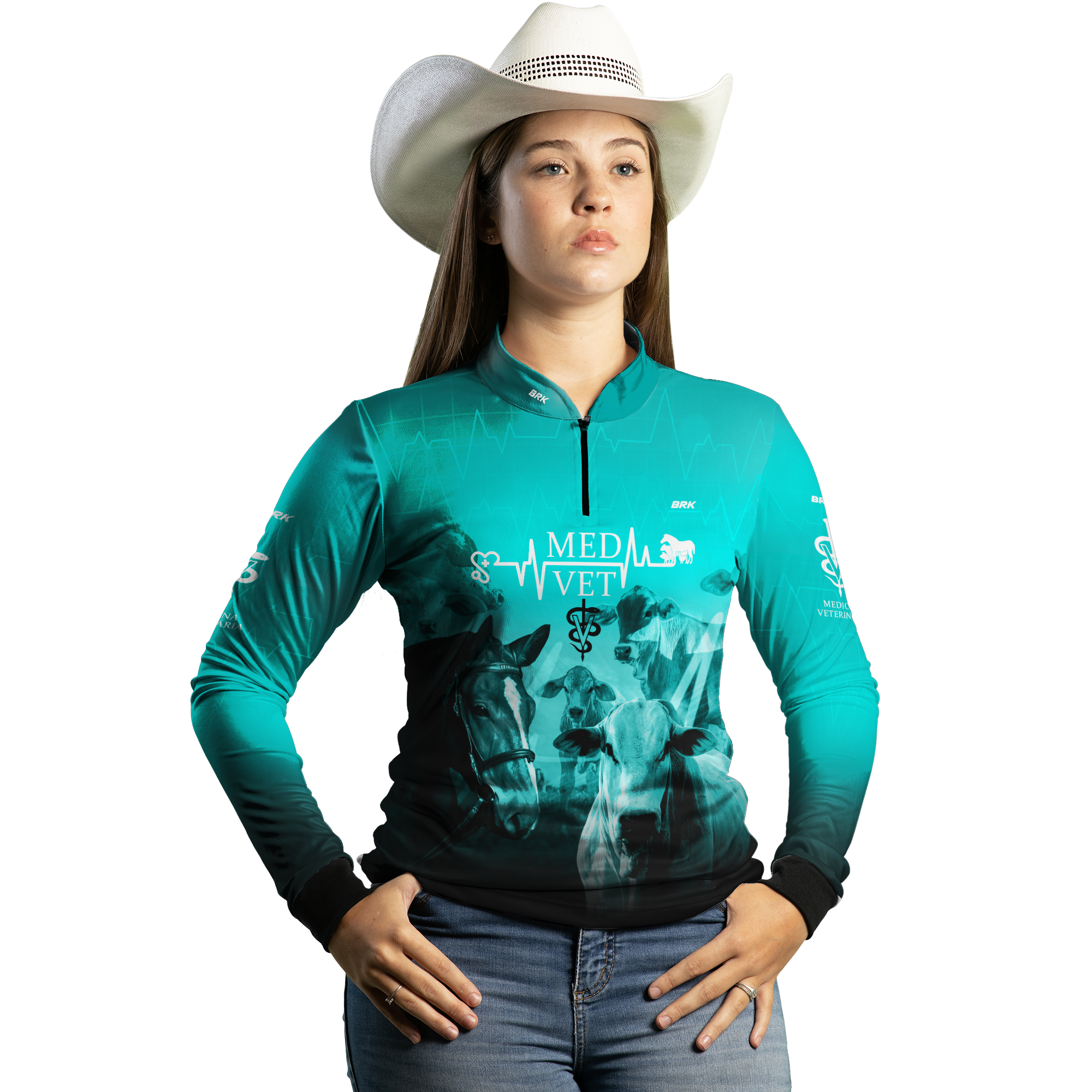 Camisa Agro Brk Medicina Veterinária Azul com UV50+ - BRK AGRO