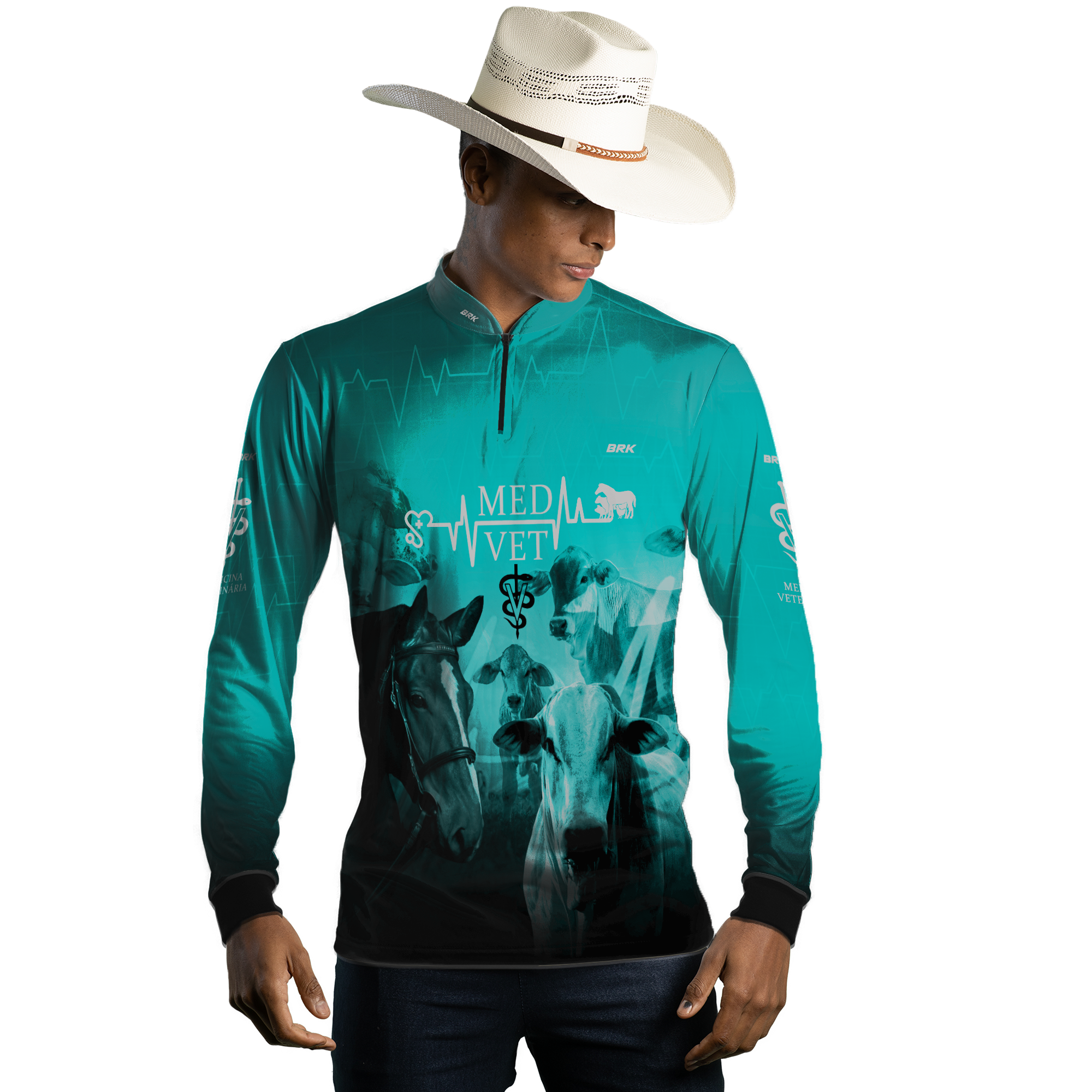 Camisa Agro Brk Medicina Veterinária Azul com UV50+ - BRK AGRO
