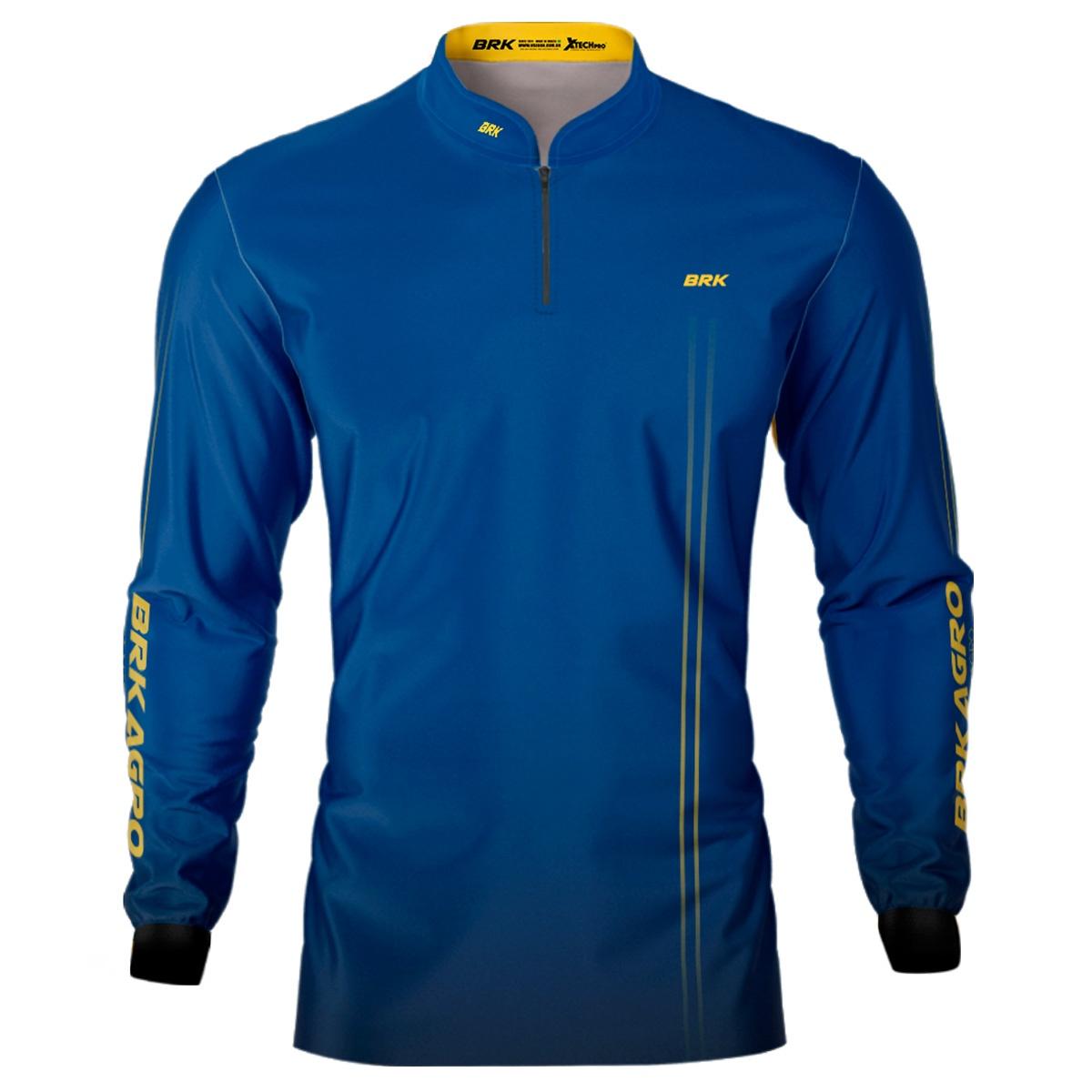 Camisa Agro Brk Básica Azul e Amarelo com Proteção UV50+ - Brk Agro