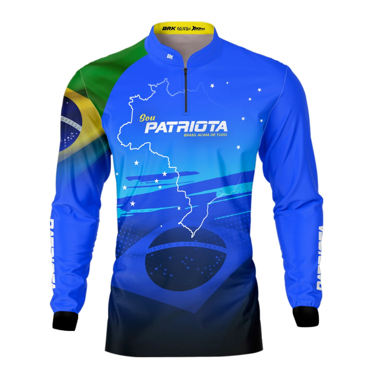 Camisa Agro Brk Básica Patriota Azul Bandeira do Brasil com Proteção UV50+ - BRK AGRO