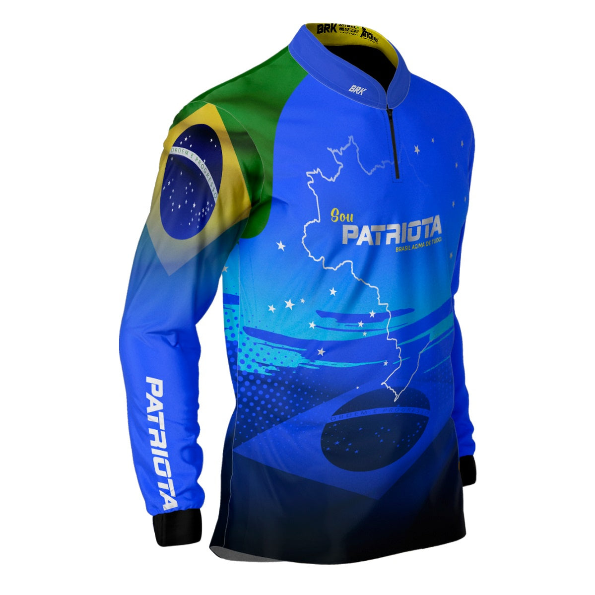 Camisa Agro Brk Básica Patriota Azul Bandeira do Brasil com Proteção UV50+ - BRK AGRO