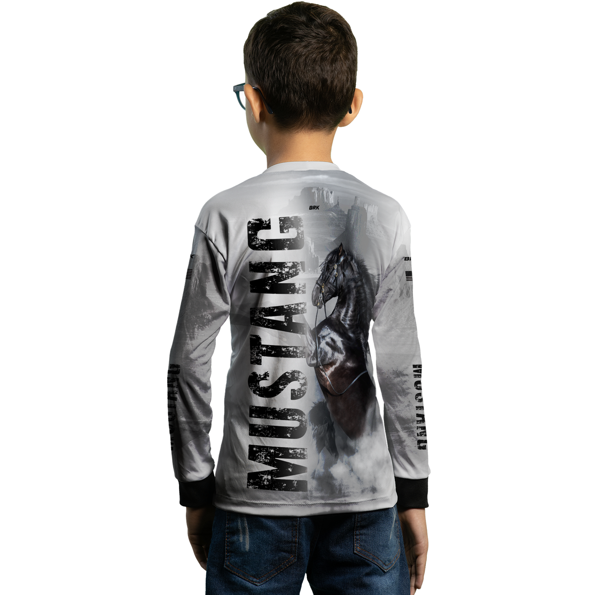 Camisa Agro Brk Branca Cavalo Mustang com Uv50+ - BRK AGRO